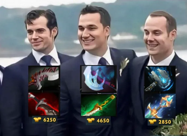 Henry Cavil and brothers as Dota 2 items.webp